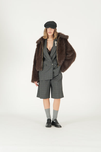 Eco pelliccia corta con zip