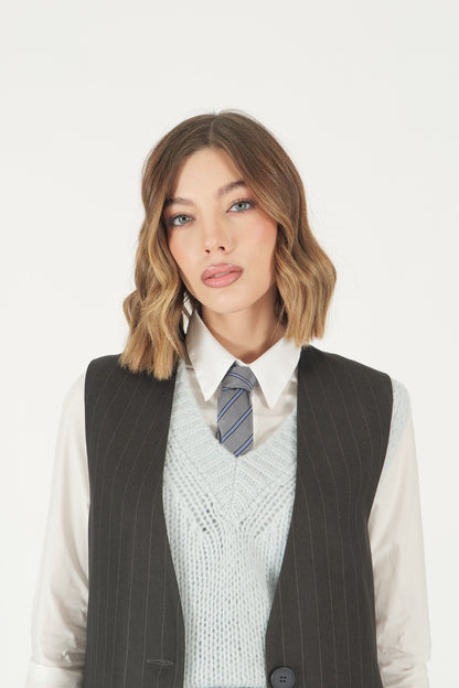 Coordinato gessato gilet e bermuda
