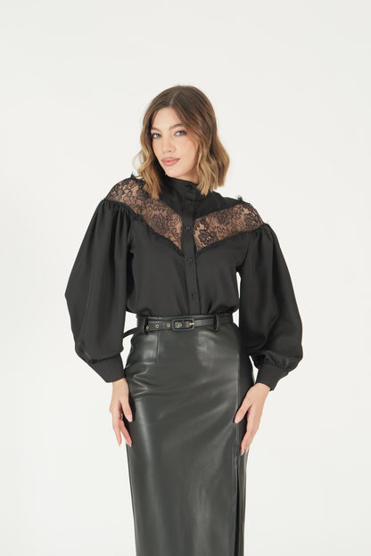 Camicia con dettaglio pizzo
