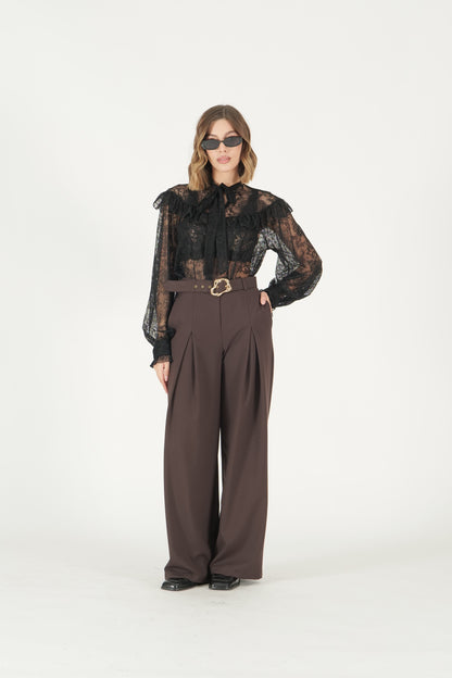 Pantalone palazzo con pinces