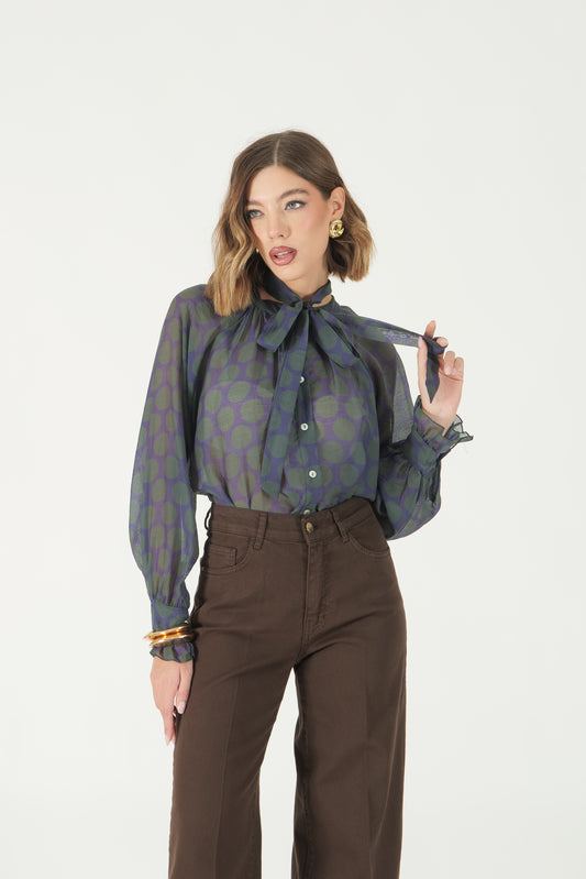 Camicia fantasia con fiocco