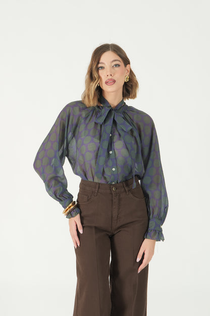 Camicia fantasia con fiocco