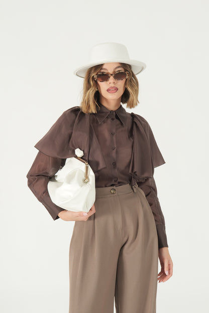 Camicia con volant in voile