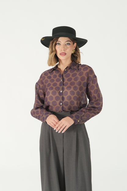 Camicia fantasia con fiocchi retro