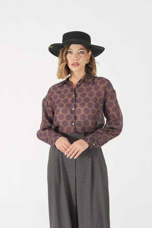 Camicia fantasia con fiocchi retro