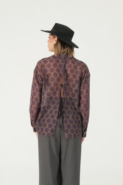 Camicia fantasia con fiocchi retro