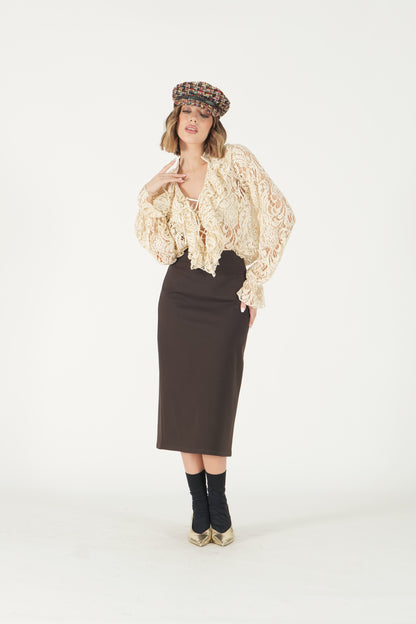 Blusa pizzo con volant