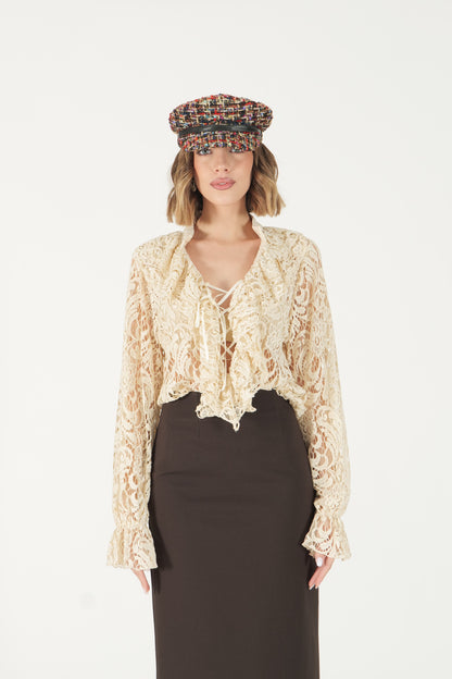 Blusa pizzo con volant