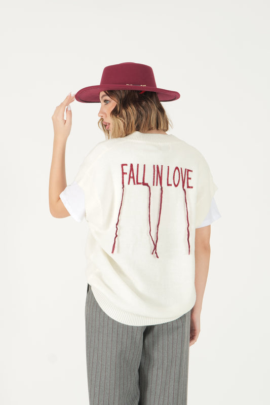 Gilet scollo a V con scritta retro