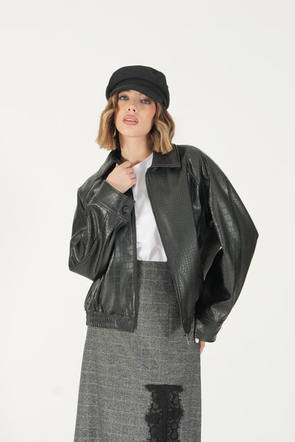 Gonna midi tartan con dettaglio pizzo