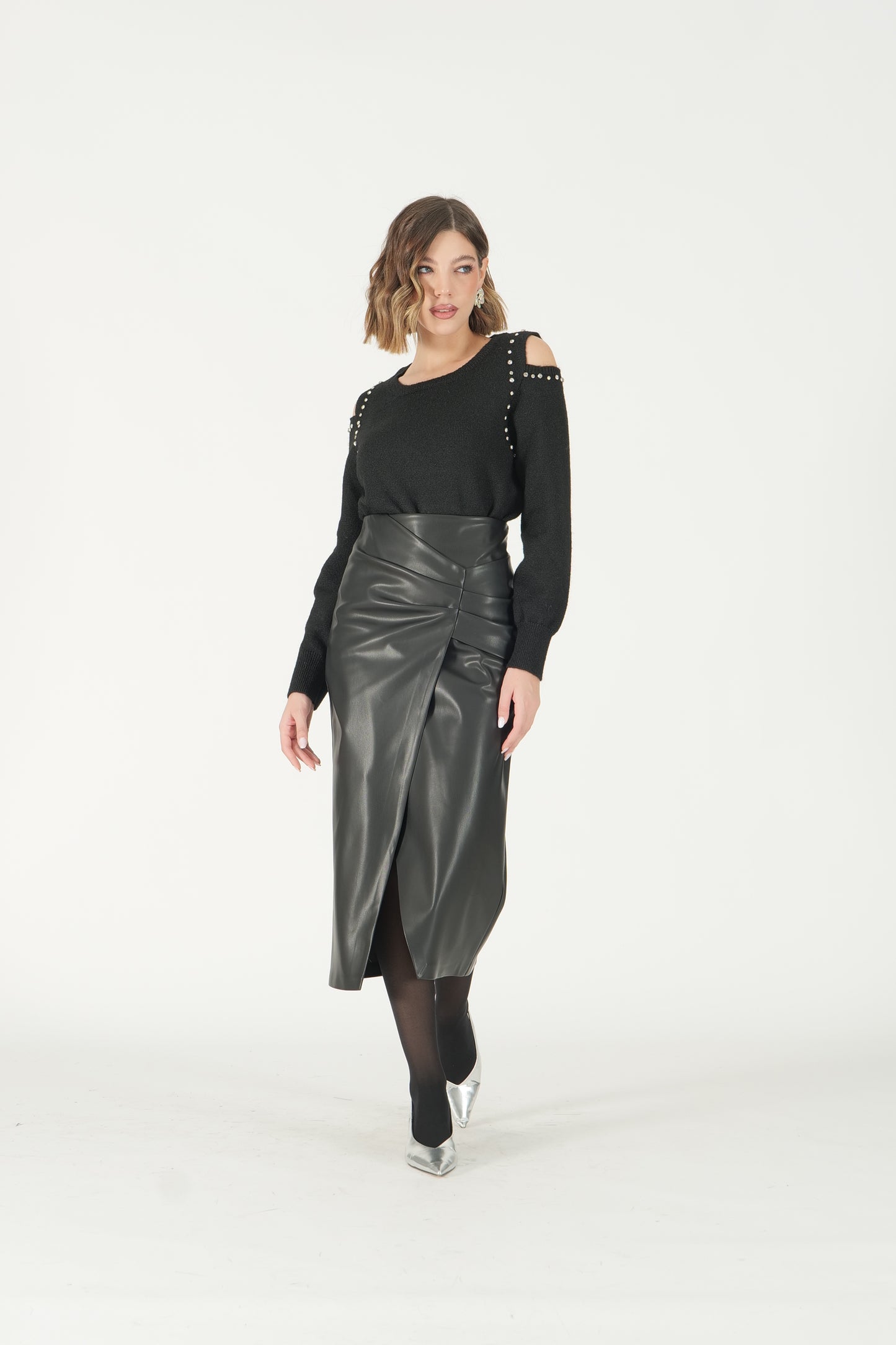 Gonna in ecopelle con nodo