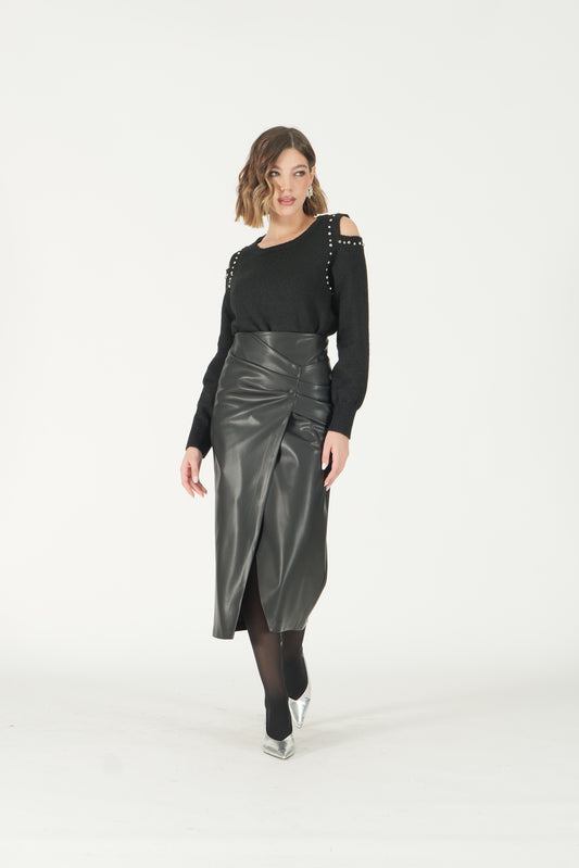 Gonna in ecopelle con nodo