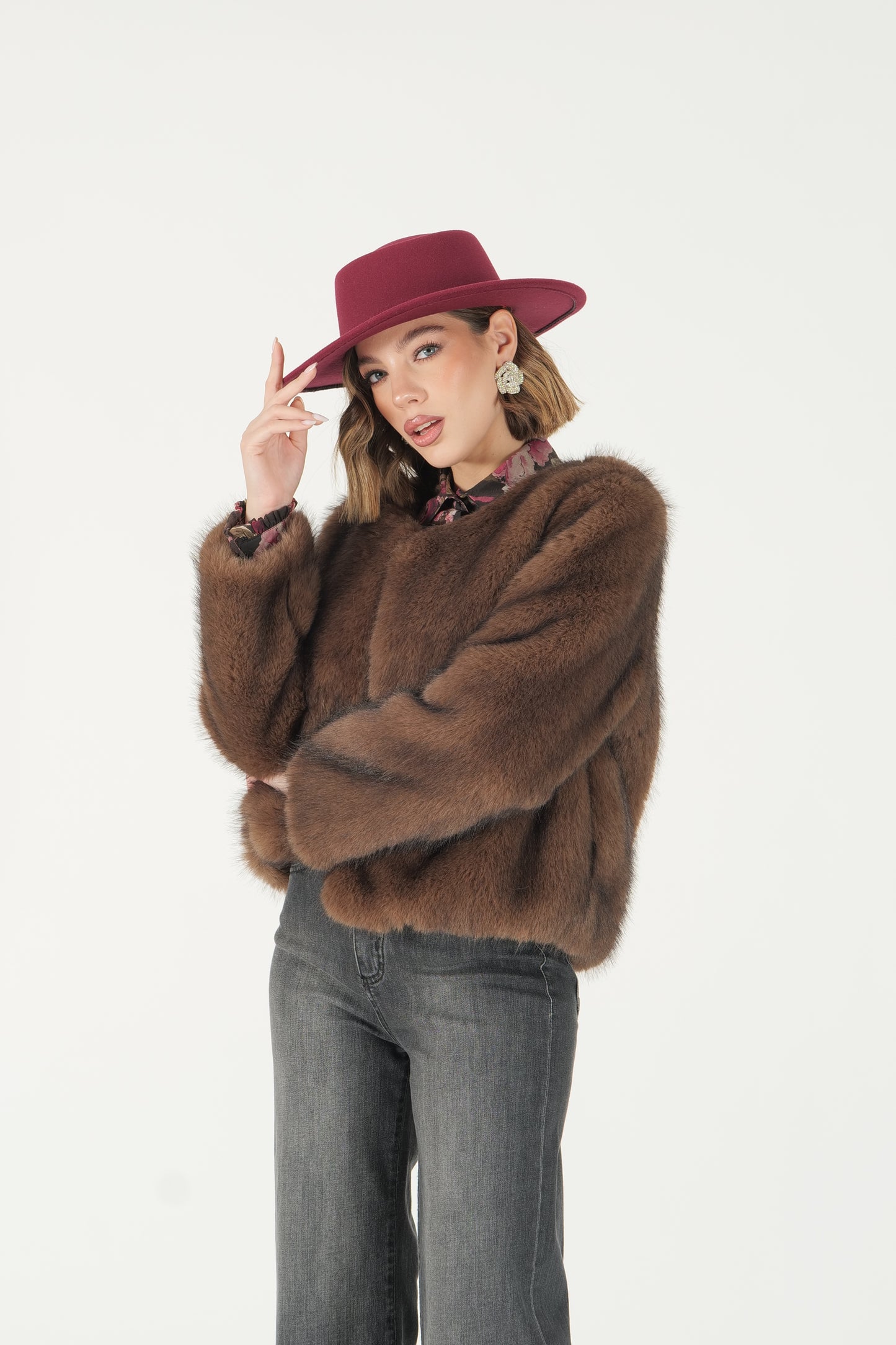 Eco pelliccia girocollo