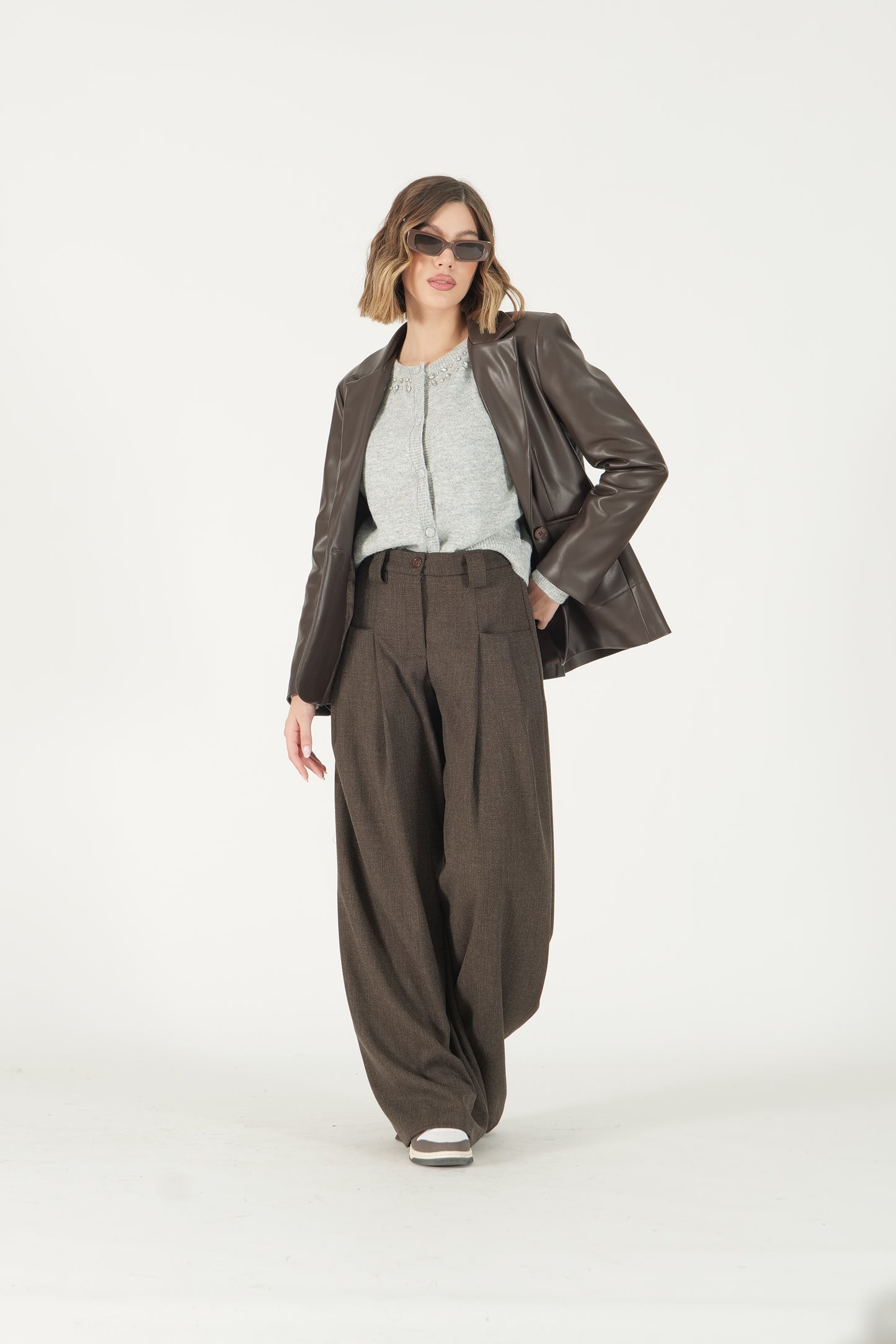 Pantaloni palazzo con pinces