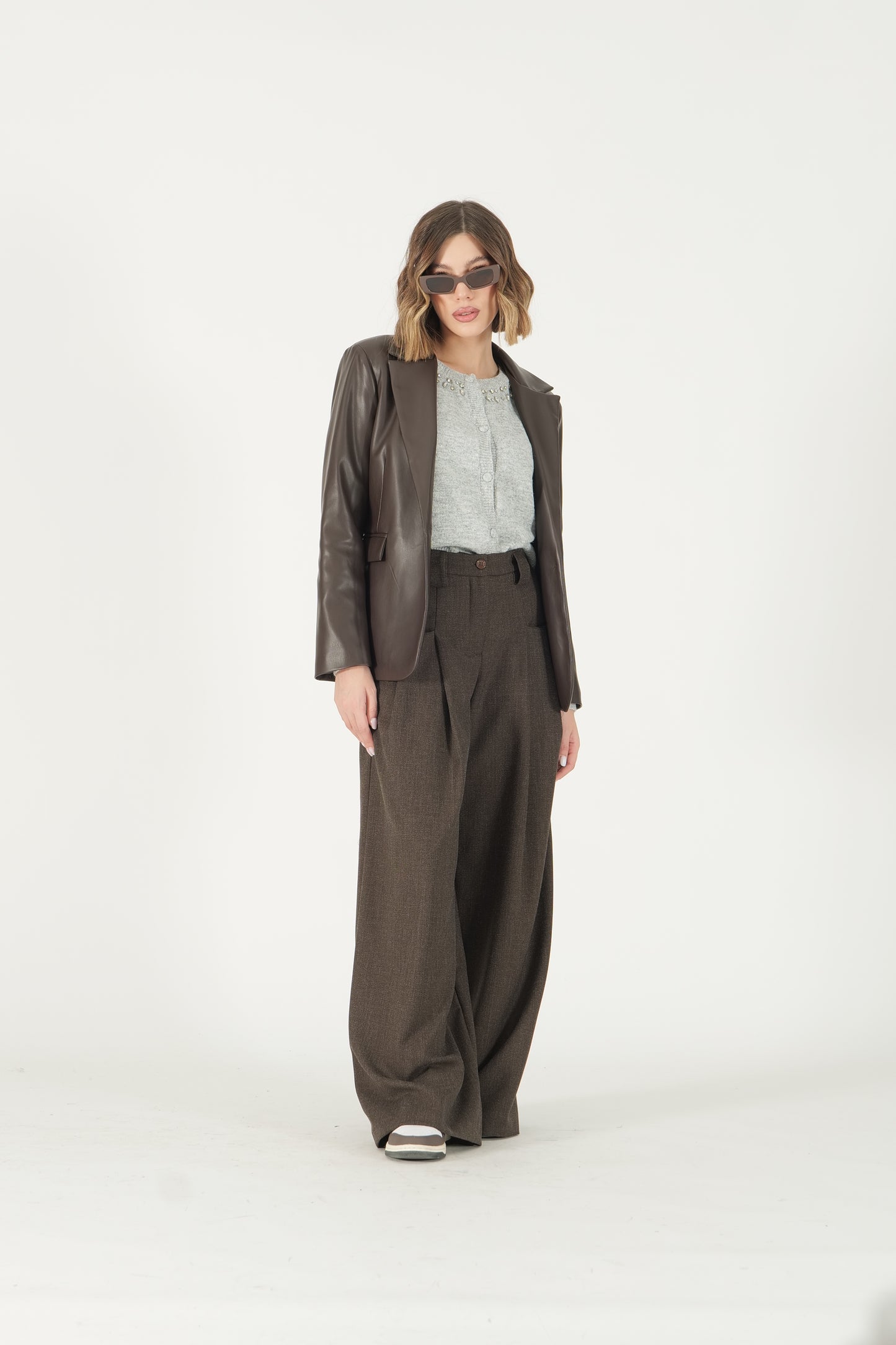 Giacca in ecopelle monopetto