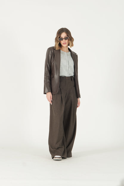 Giacca in ecopelle monopetto