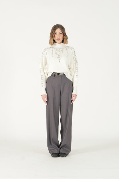 Maglione lupetto con strass