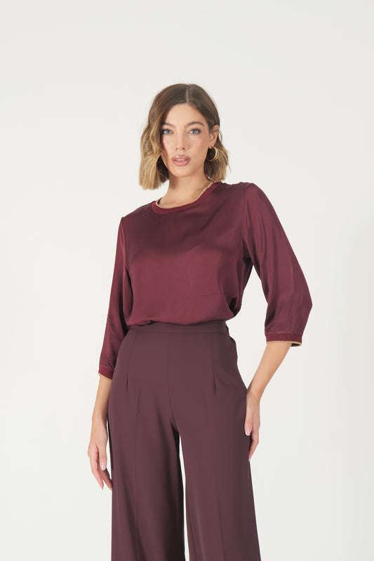 Maglia tre quarti con dettagli in lurex