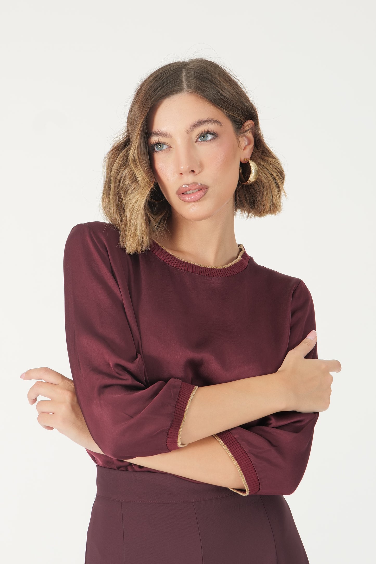 Maglia tre quarti con dettagli in lurex