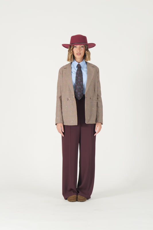 Pantalone vita alta con cintura