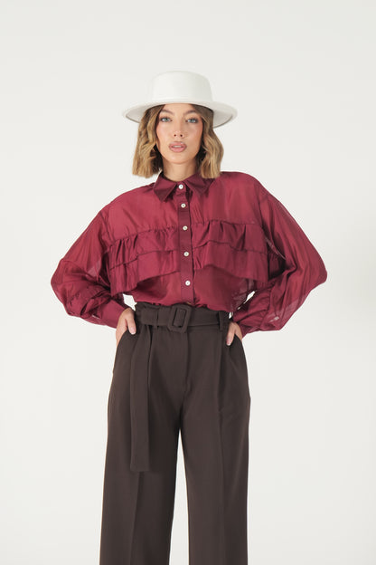 Pantalone vita alta con cintura