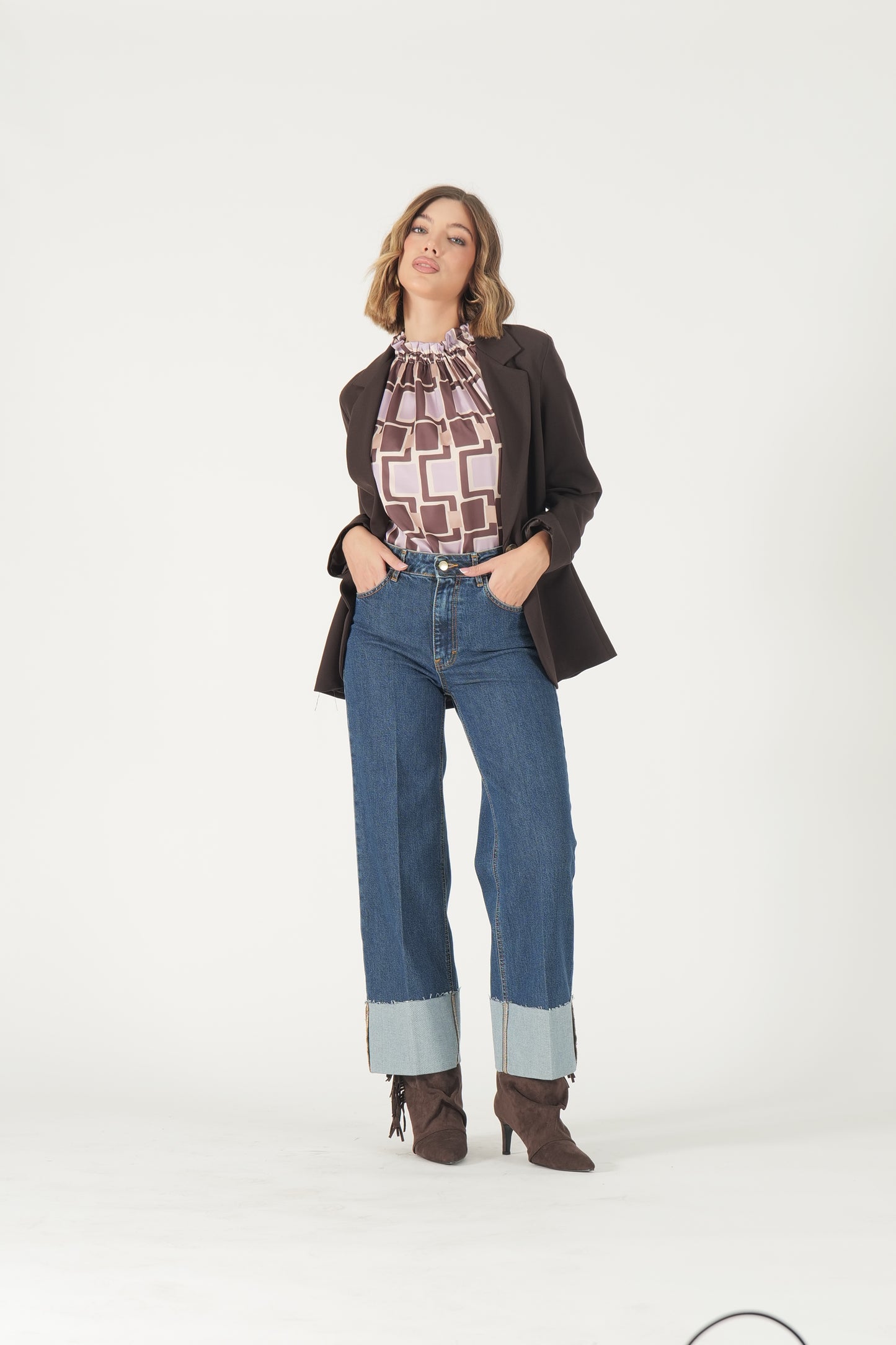Jeans con risvolto denim