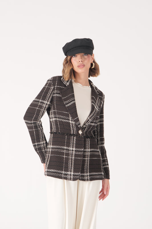 Blazer con bottone gioiello