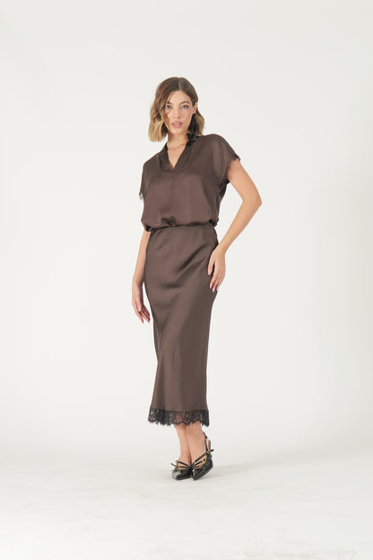 Blusa con dettaglio in pizzo