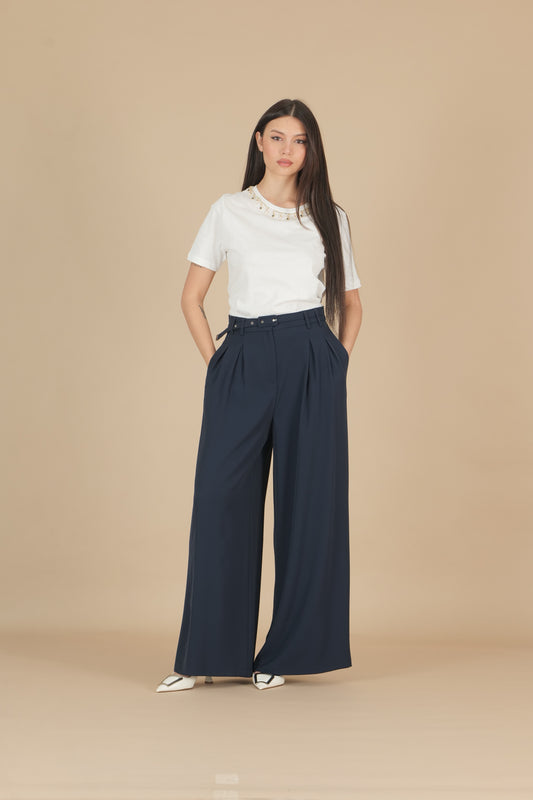 Pantalone palazzo con cintura