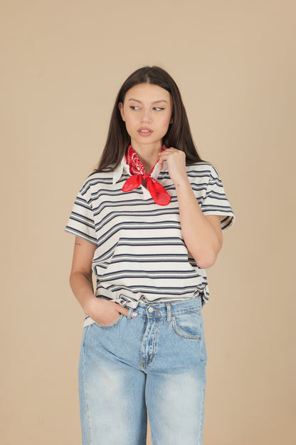 T-shirt polo con riga