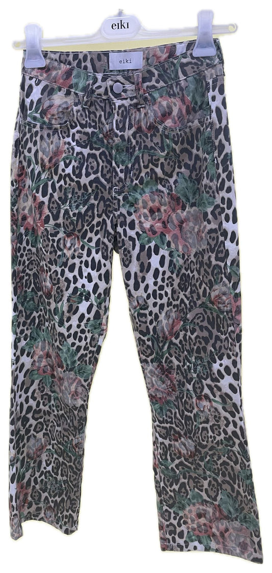 Jeans leoprint e rose