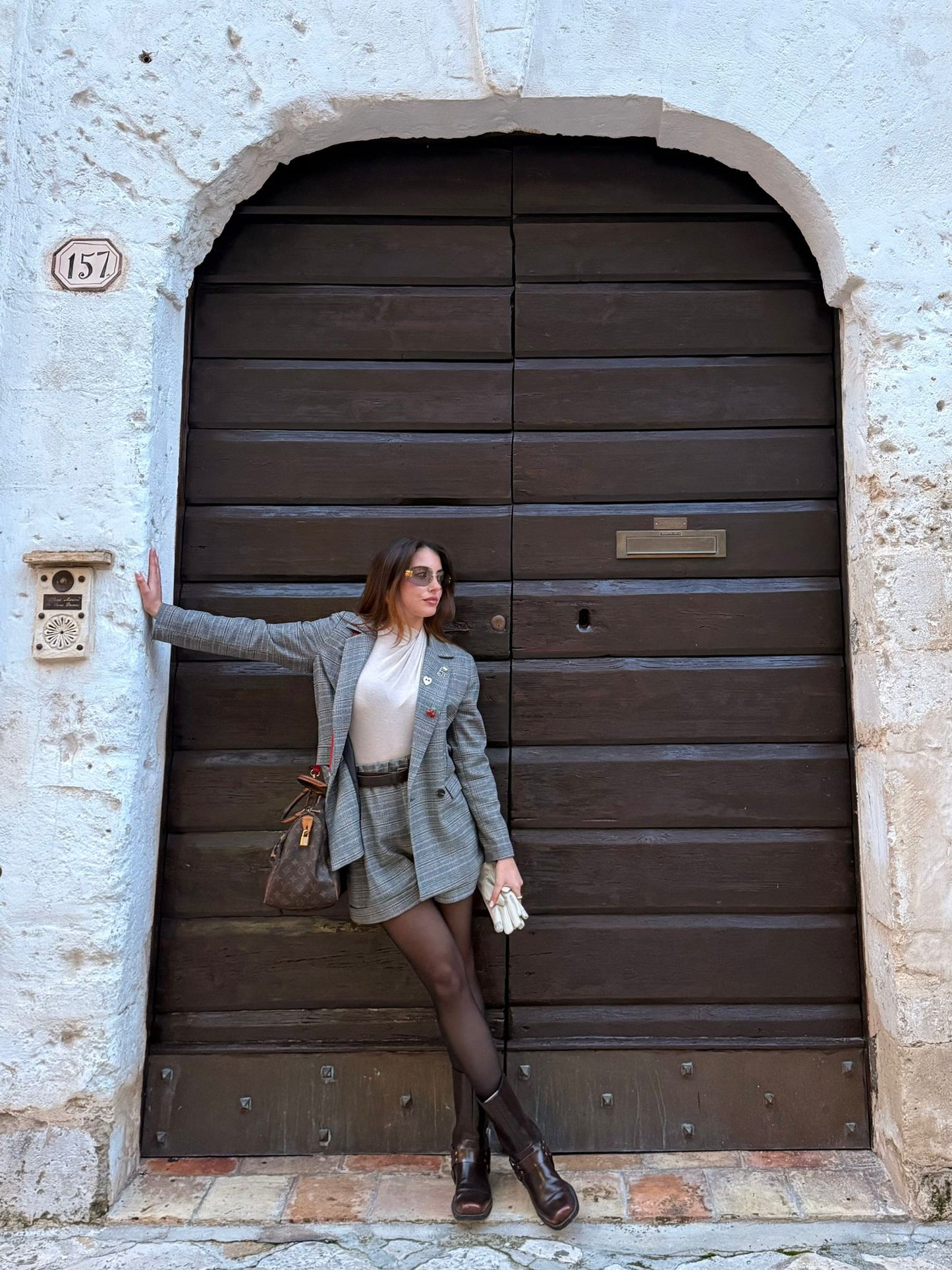 Pantaloncino a quadri con cintura