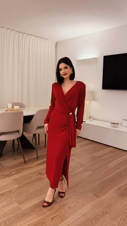 Abito manica lunga con nodo gioiello